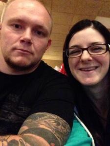 My boyfriend, an Army combat veteran, and I at VFW post 7397 on Veteran's Day. 